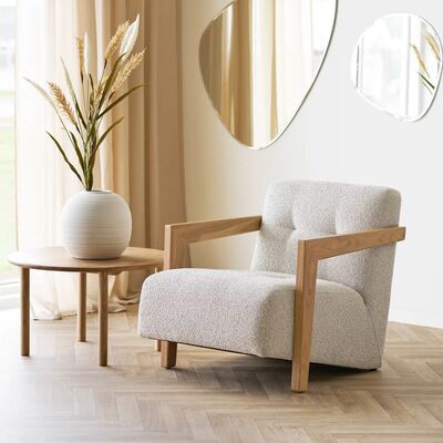 House Nordic Caracas nojatuoli beige HN1321, tammi käsinojilla